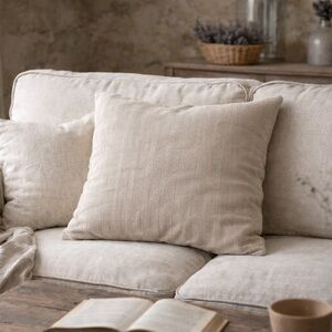 Pottery Barn Flax Herringbone Linen 22 inches square Pillow Cover Sham